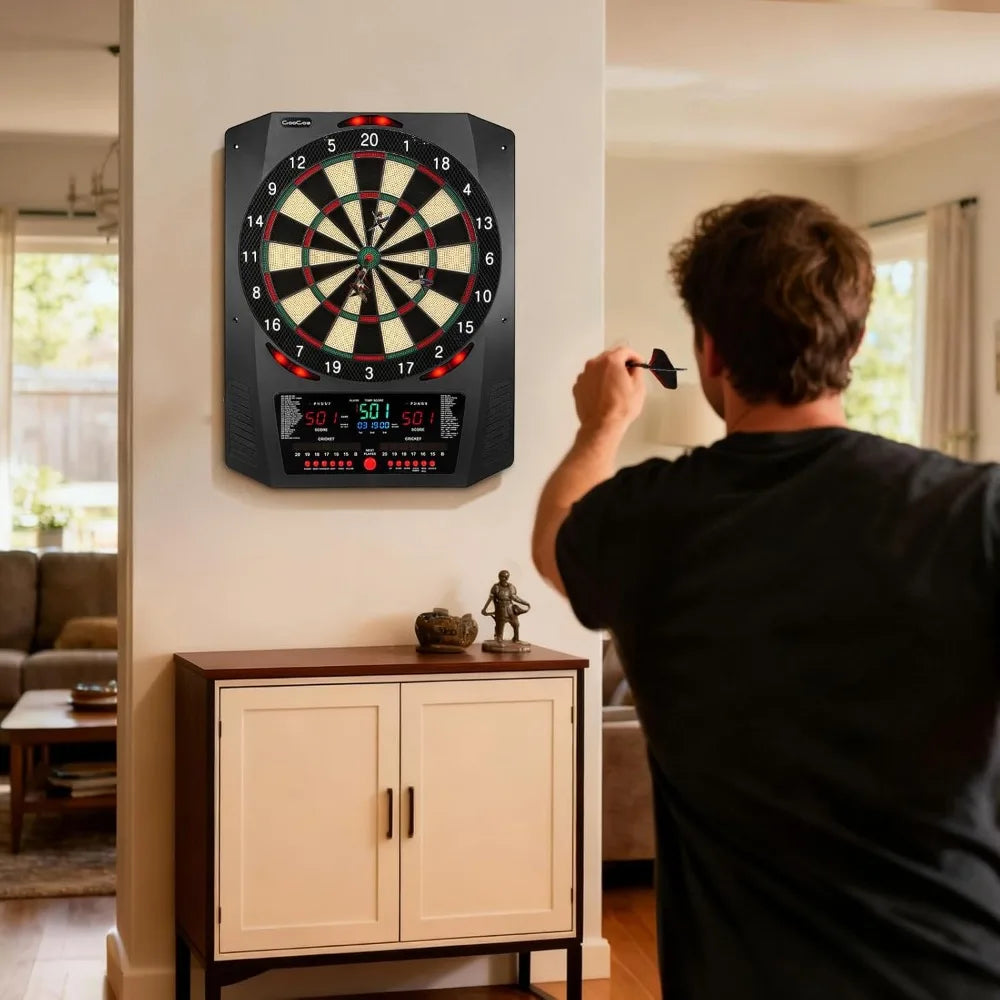 Electronic Dartboard with 45 Games, Voice & Light Effects, 6 Darts & 100 Tips