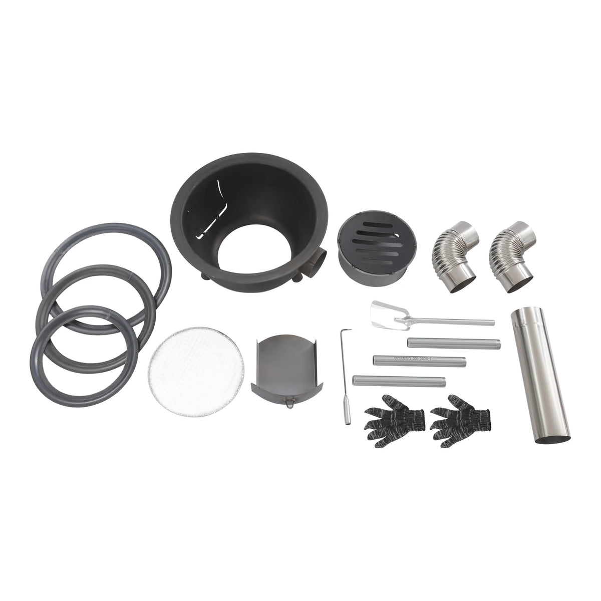 Portable Camping Wood Stove Multifunction Fire Pit with Grill Grate 3 Pot Rings Ash Tray for Outdoor Picnic Backyard BBQ Heating