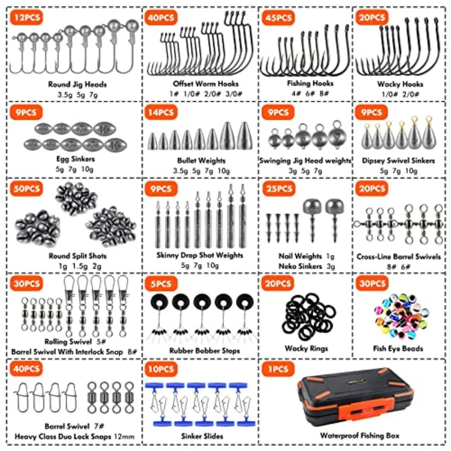 397pcs Fishing Accessories Kit and 404 PCS Fishing Lures Upgrade XL Fishing Tackle Box with Tackle Included