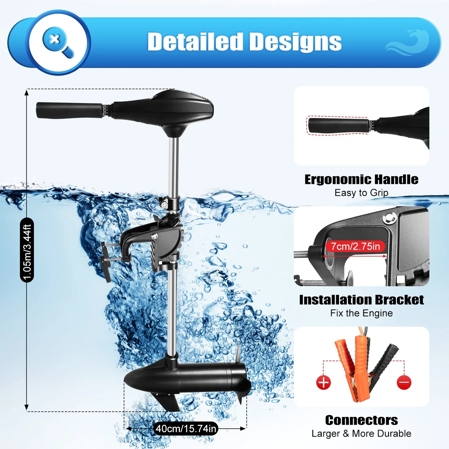 612W Boats Electric Outboard Engines Silent Operation 1700r/min Electric Outboard Motor