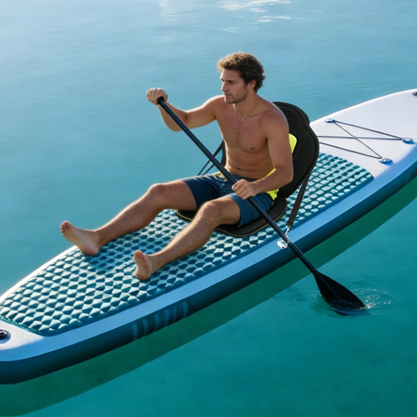 Ergonomic Paddle Board Seat Breathable Black Mesh Lime Foam Cushion Adjustable Straps Stable Portable Canoe Seat Cushion Storage