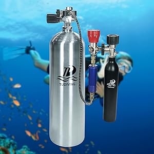 TUDIVING-11.1L Scuba Diving Tank - 80CF Aluminum Diving Cylinder,Diving Tank with DIN Valve Scuba Diving Adapter Filling Station