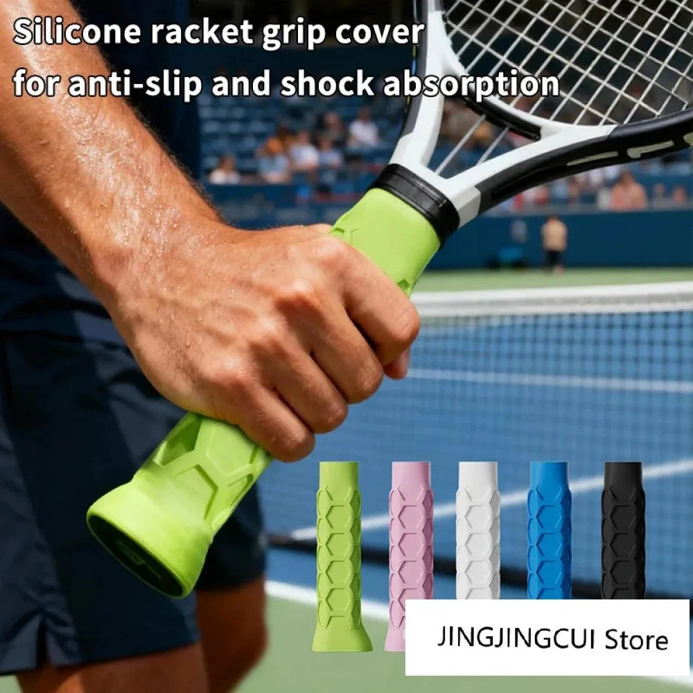 Reusable Silicone Racket Grip Sleeve For Tennis Rackets, Shock-absorbing Sleeve, And Anti-slip Silicone Grip.