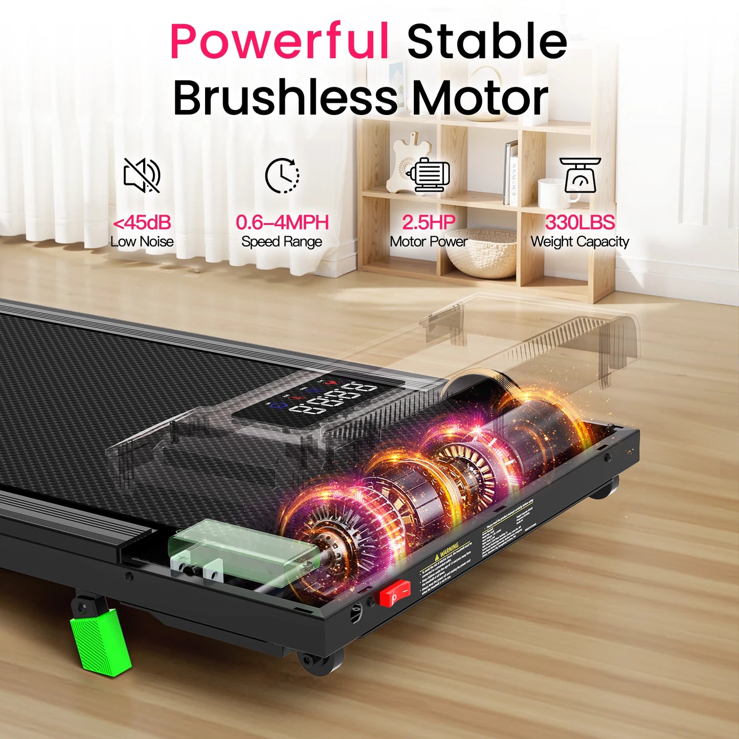 Akluer Walking Pad Treadmill with Incline,2.5HP Portable Walking Pad with Remote Control and LED Display for Home & Office