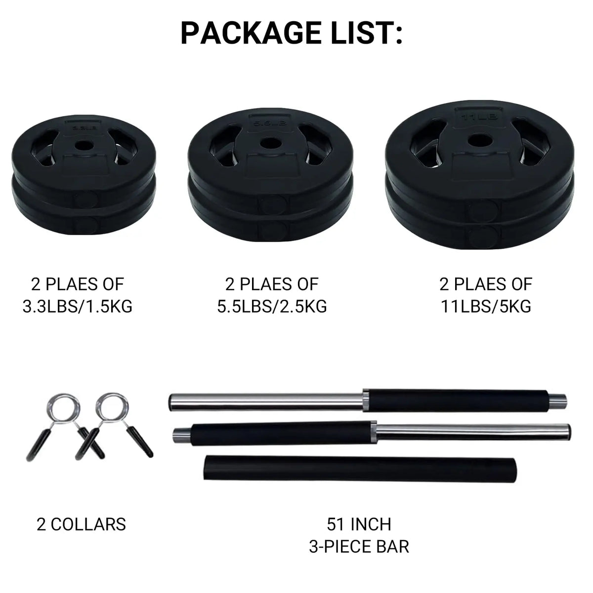40Lbs Adjustable Barbell Weight Set, PU Coated Free Weights with 2 Bars & Clamp Collars, Cardio Pump Weights for Home Gym Workout, Strength Training Conversion Dumbbells for Women & Men