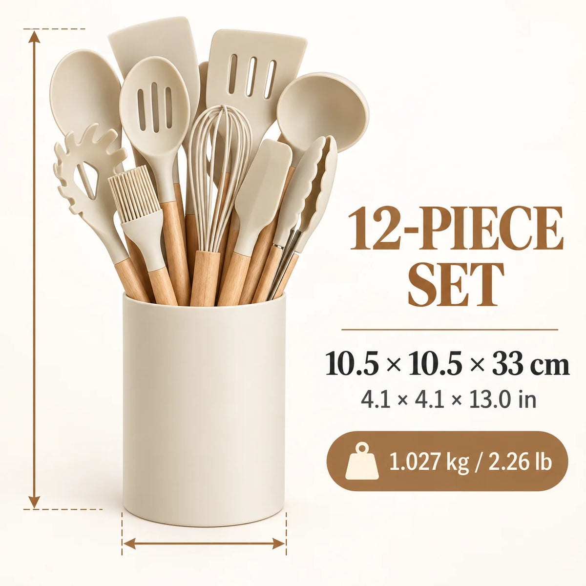 Silicone Kitchen Utensils Set with Holder Cooking Utensils Set Wooden Handles for Nonstick Pans Best Seller 2026