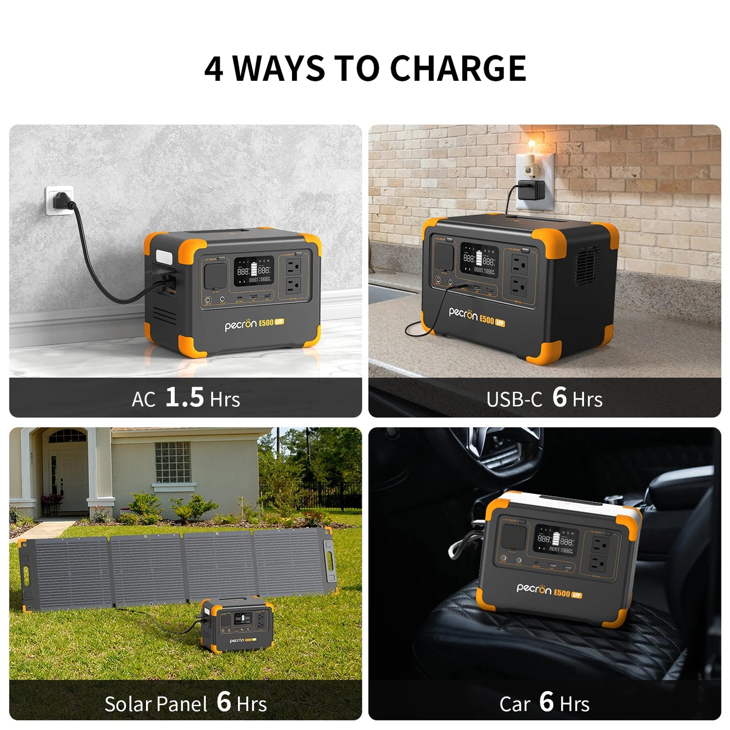 600W Pecron E500LFP Portable Power Station 576Wh LiFePO4 Battery Fast Charging Solar Generator for Home Backup & Camping