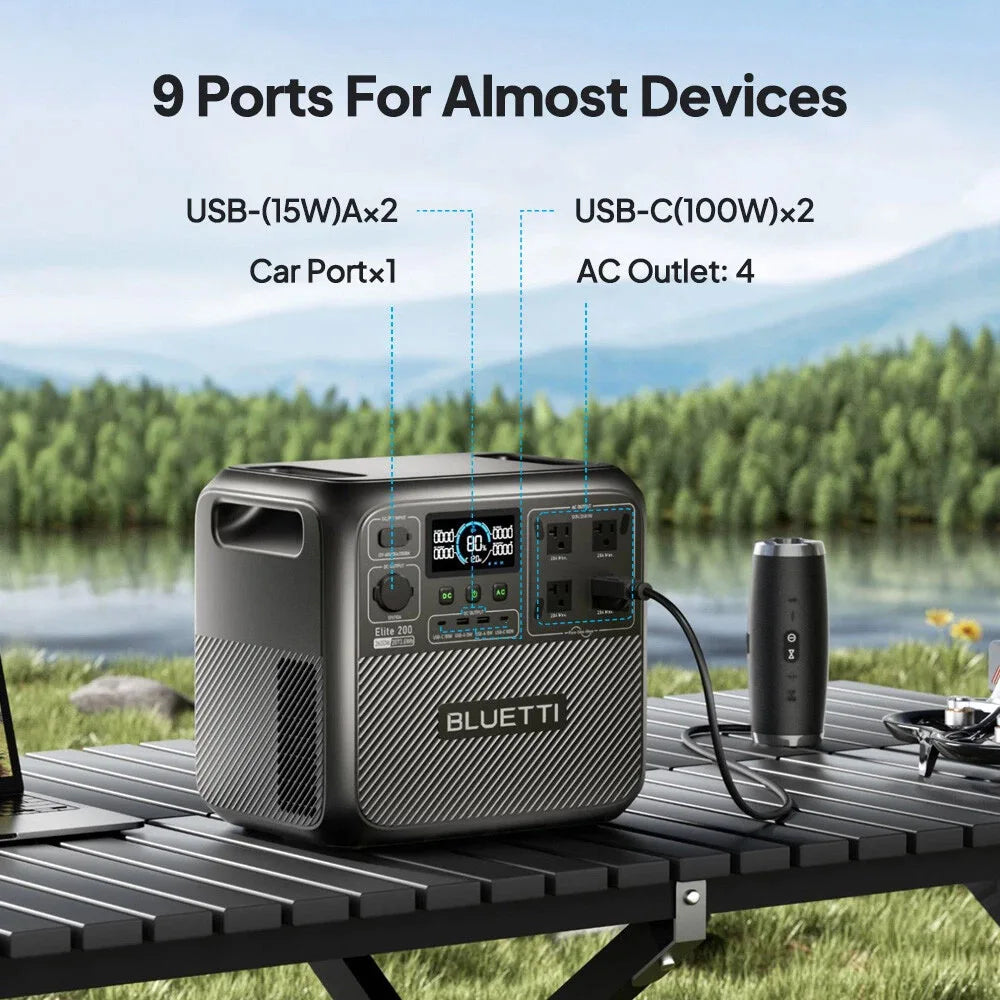 【Renew】BLUETTI Elite 200 V2 Portable Power Station 2600W 2073.6Wh High Capacity Solar Generator for Outdoor Camping