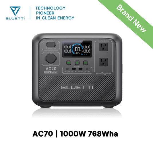【US PLUG】BLUETTI AC70 Portable Power Station | 1000W 768Wh, Generator for Road Trip, Off-grid, Power Outage