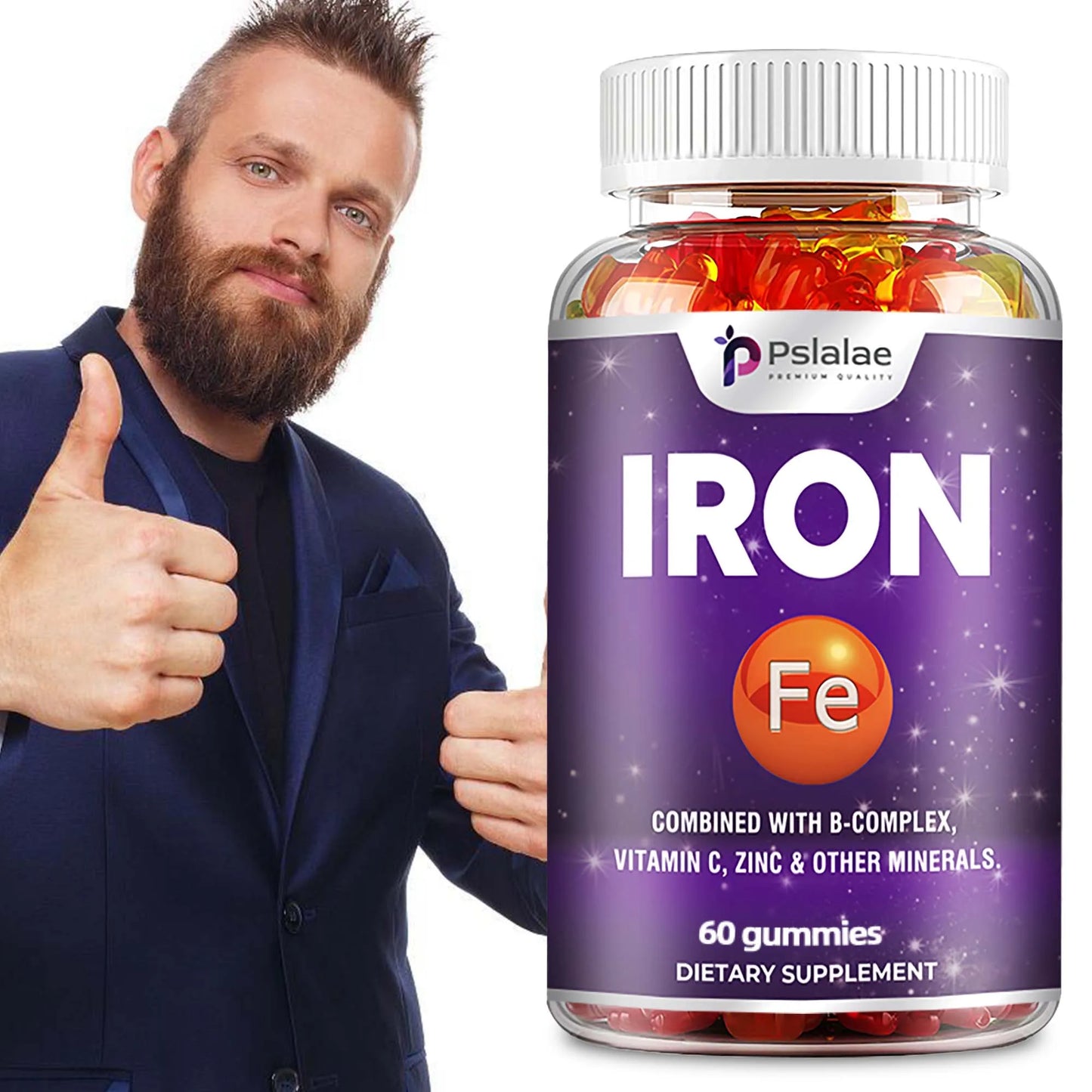 Iron Gummies - Containing Vitamin C for Immune Support of Red Blood Cell Production - 60 Gummies