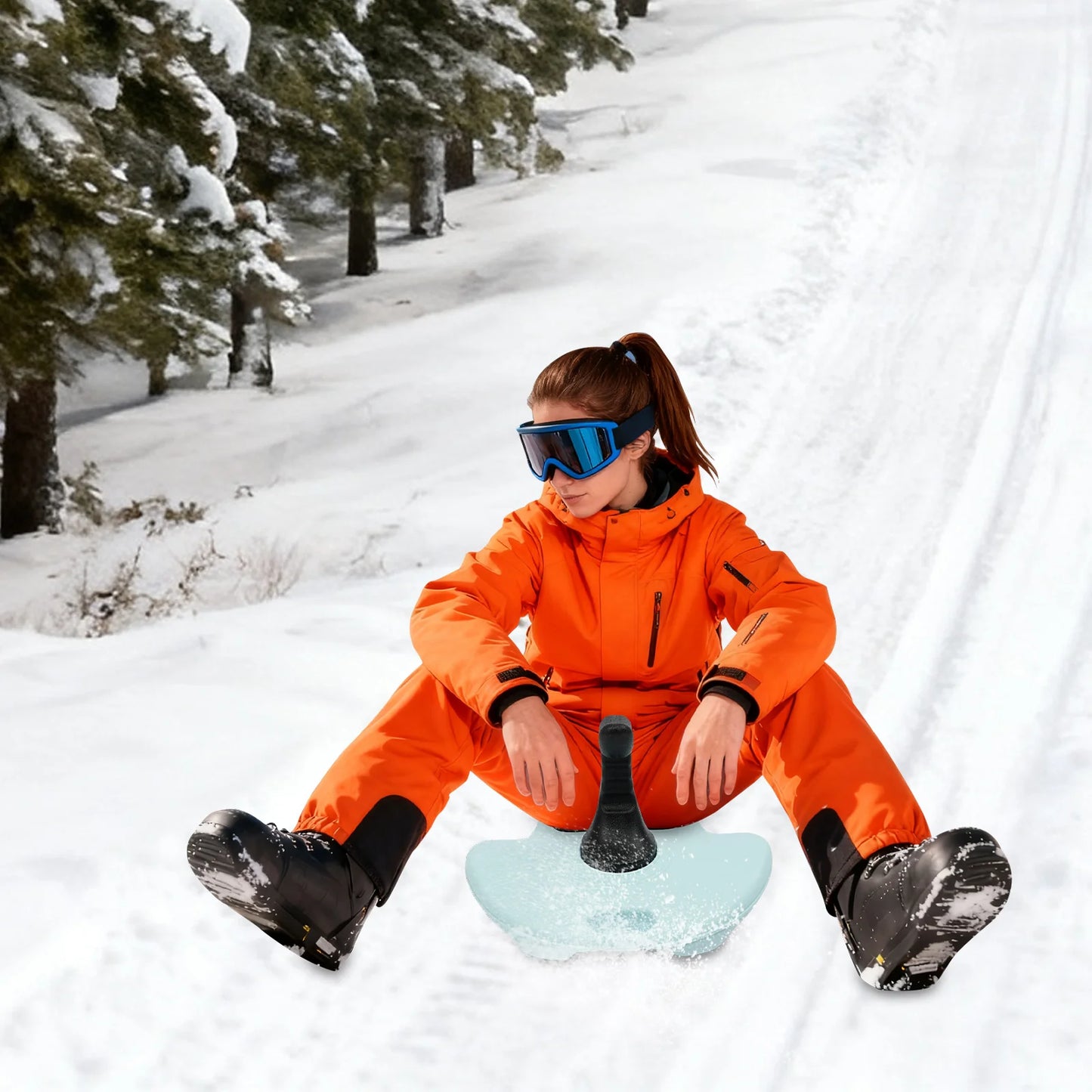 Snow Sleds, Plastic Sled W/ Handles for Adults Kids, Winter Snow Sledding Toboggan for Snowy Hills Outdoor Play, for Family Fun