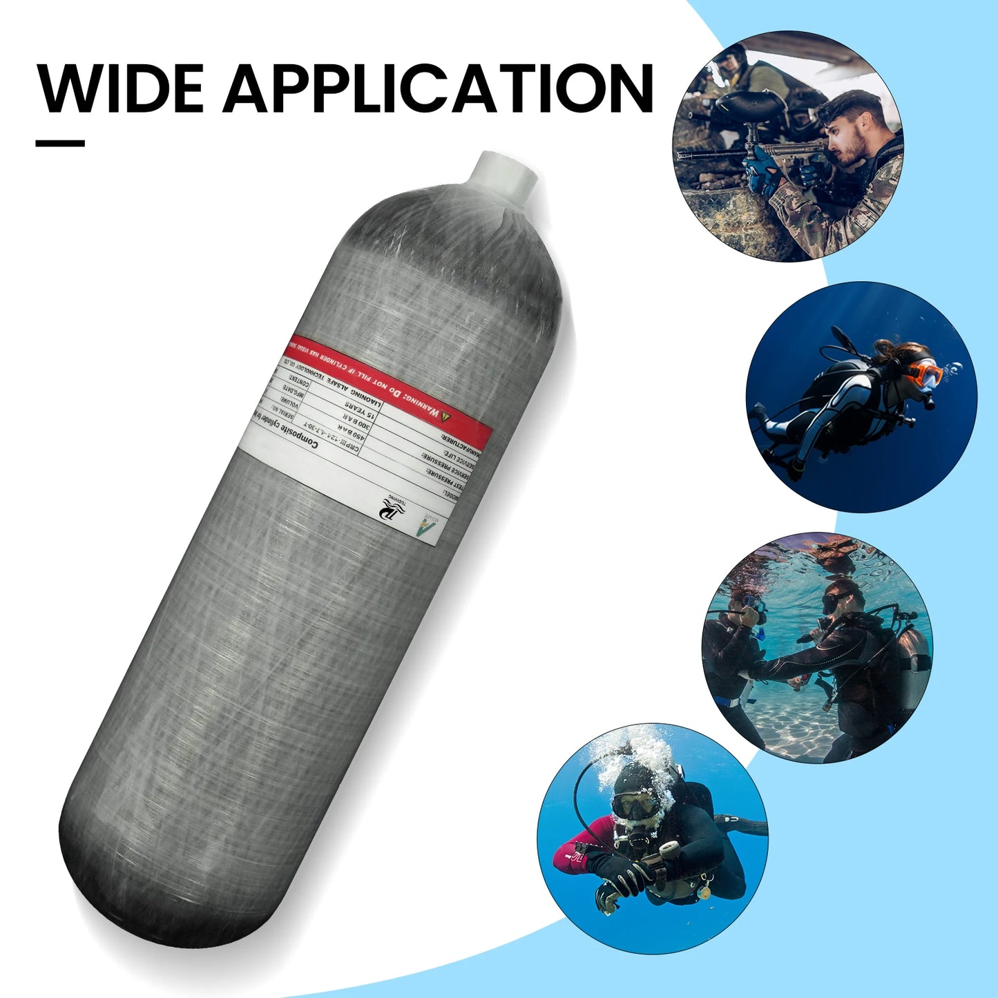 TUDIVING-4.7L Carbon Fiber Cylinder High Pressure Tank,4500Psi Diving Tank,30Mpa HPA Cylinder,Scuba Air Tank,Oxygen Tank