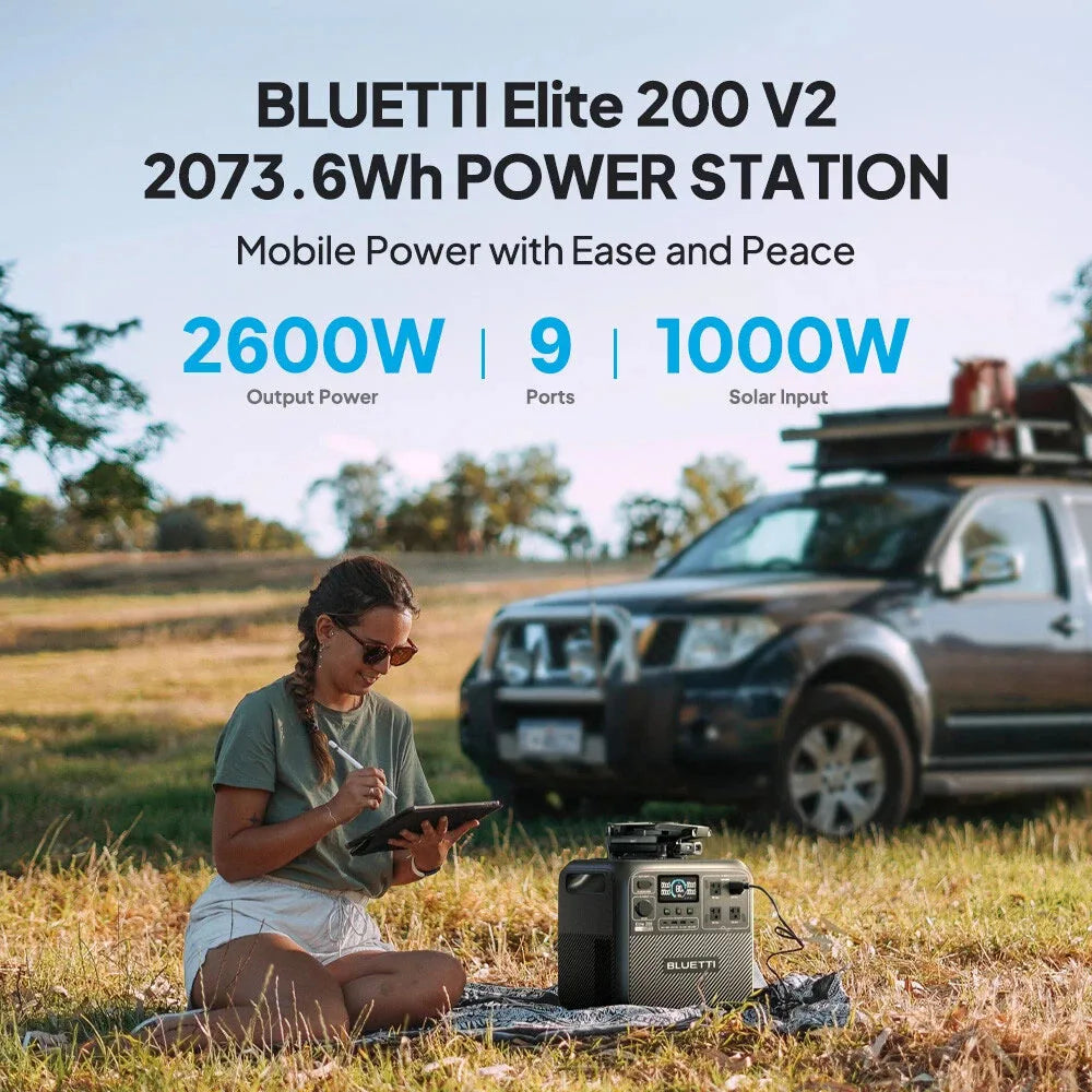 【Renew】BLUETTI Elite 200 V2 Portable Power Station 2600W 2073.6Wh High Capacity Solar Generator for Outdoor Camping