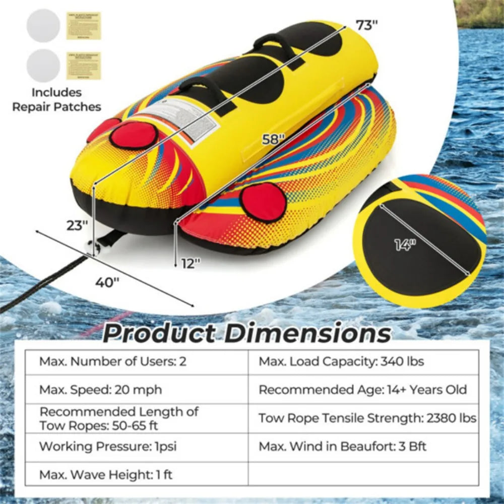 Double Inflatable Towable Tube Banana Boat Enhanced Water Fun for thrilling water adventures across oceans lakes rivers or pools