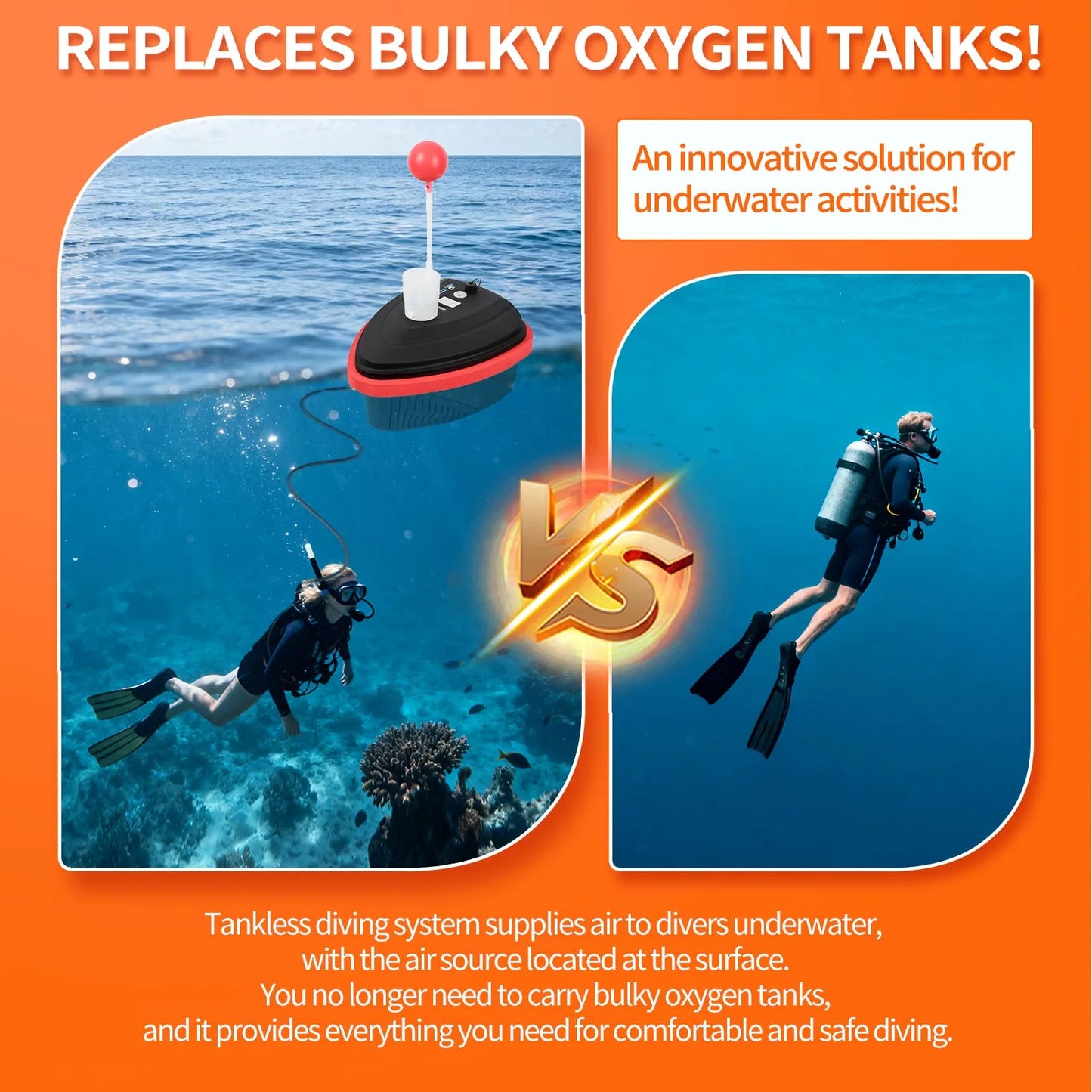 TUDIVING-Upgrade Tankless Diving System,Portable Rechargeable Hookah Dive System,Hookah Dive System Support 7-10h