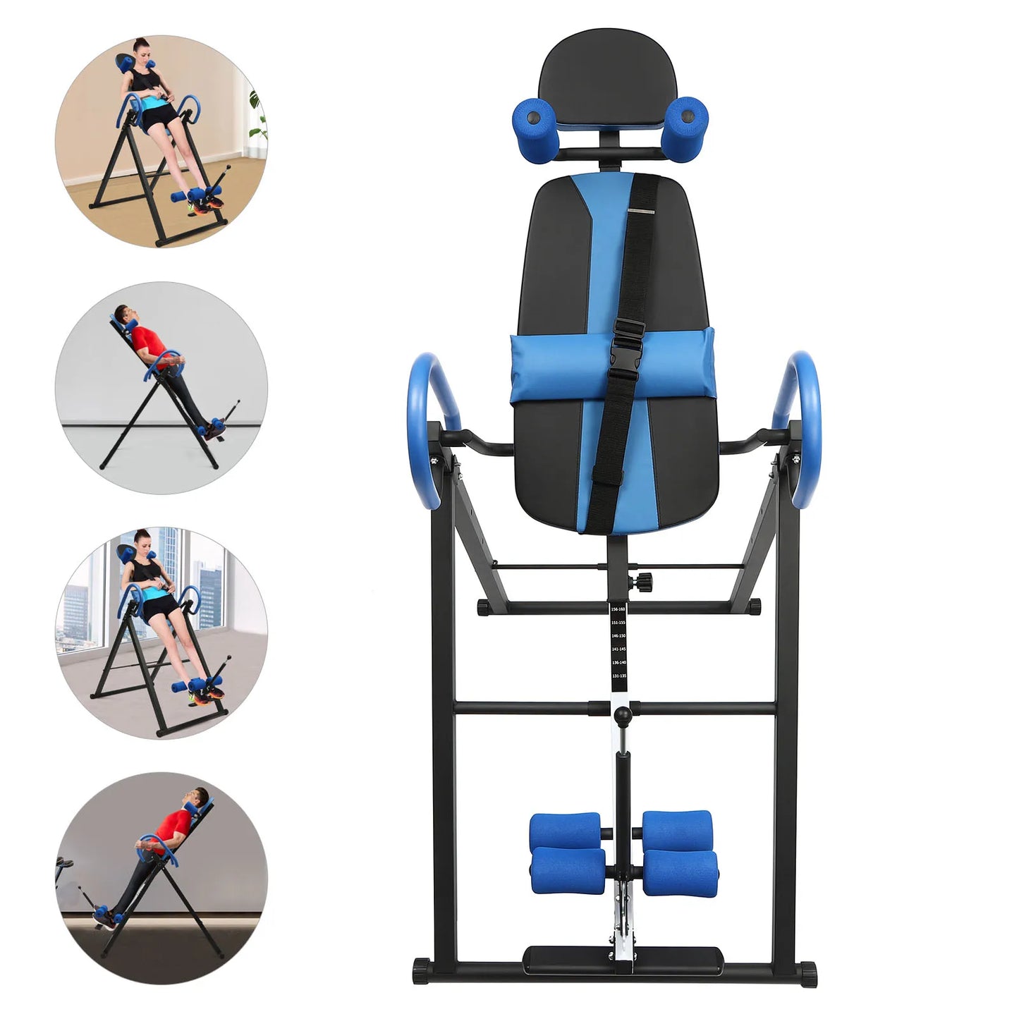 Back Stretching Inversion Table, Blue Inversion Therapy Table for Home Flip Training Equipment Thick Shoulder Pad, Easy Assembly