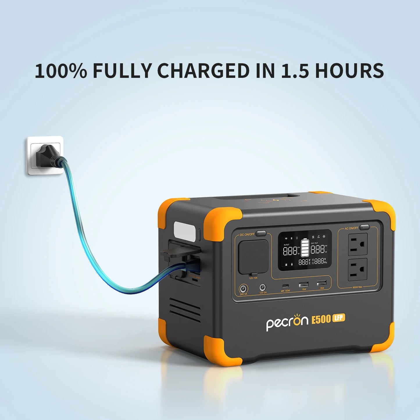 600W Pecron E500LFP Portable Power Station 576Wh LiFePO4 Battery Fast Charging Solar Generator for Home Backup & Camping