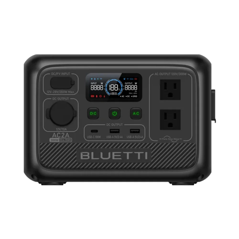 【US PLUG】BLUETTI AC2A Portable Power Station | 300W 204Wh, Recharge from 0-80% in 45 Min., Solar Generator for Outdoor Camping