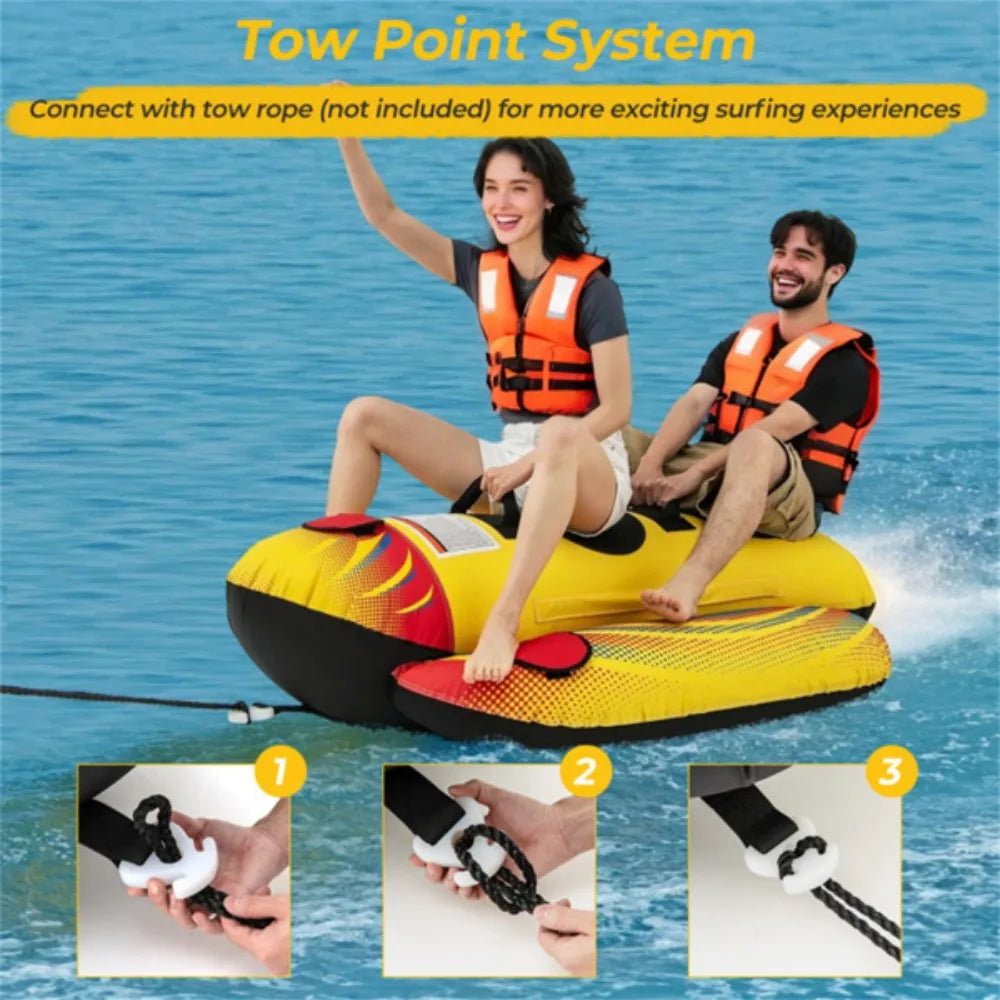 Double Inflatable Towable Tube Banana Boat Enhanced Water Fun for thrilling water adventures across oceans lakes rivers or pools