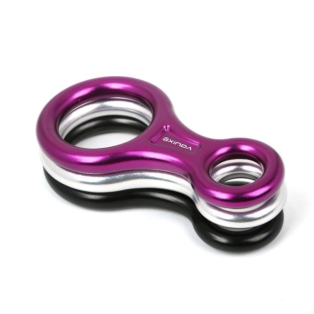 XINDA 8-shape Rigging Descender Rock Climbing Carabine Aluminum Figure Belay Device Abseiling 35KN Eight Ring Downhill Equipment