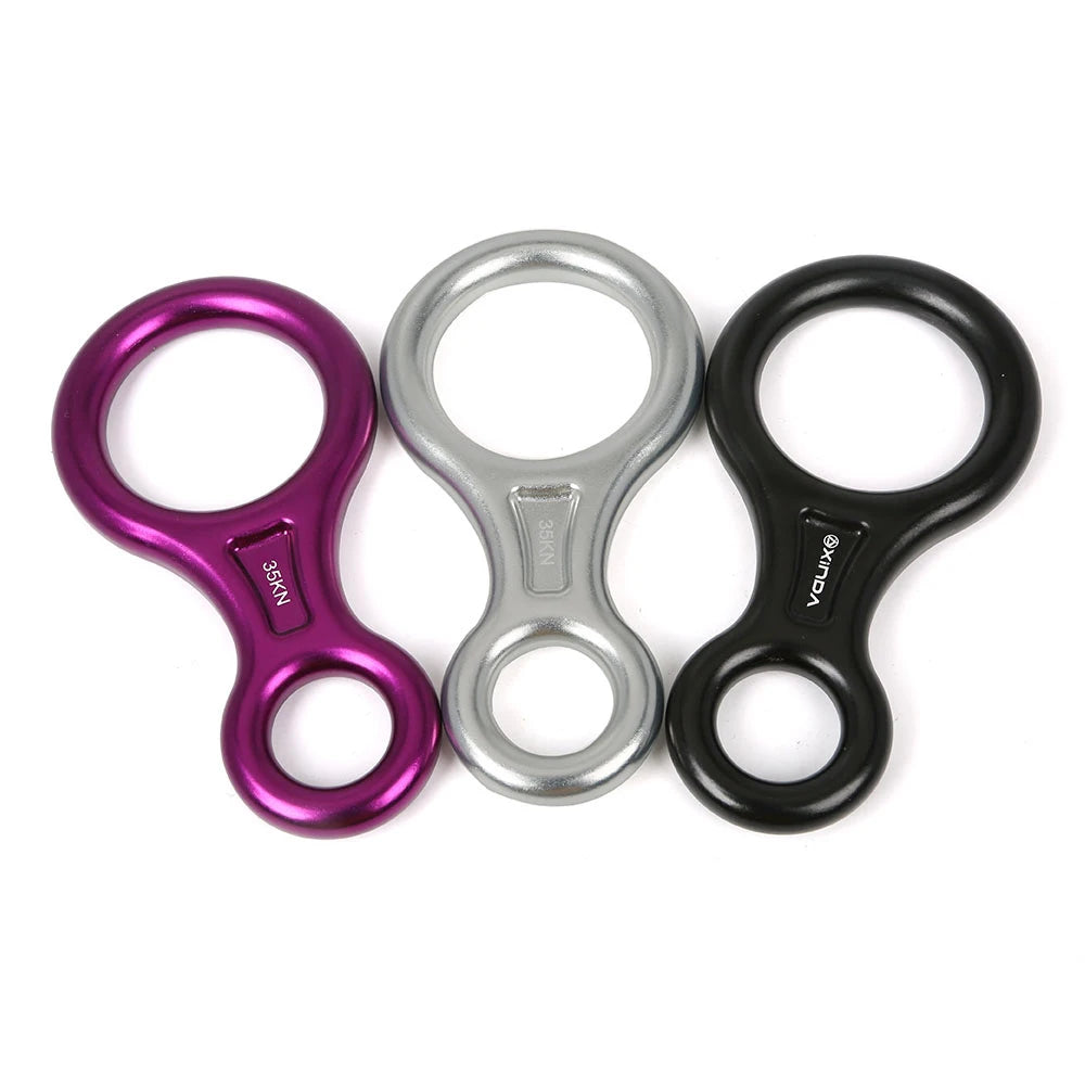 XINDA 8-shape Rigging Descender Rock Climbing Carabine Aluminum Figure Belay Device Abseiling 35KN Eight Ring Downhill Equipment