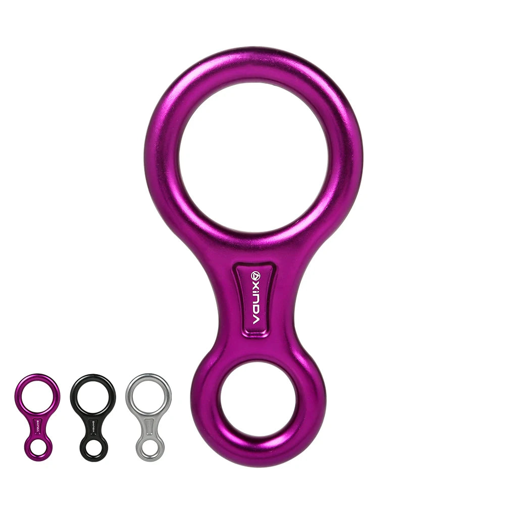 XINDA 8-shape Rigging Descender Rock Climbing Carabine Aluminum Figure Belay Device Abseiling 35KN Eight Ring Downhill Equipment