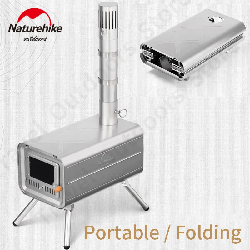 Naturehike Wood Burning Stove Lightweight Titanium Firewood Stove Winter Picnic Camping Portable Outdoor Chimney Heating Warm