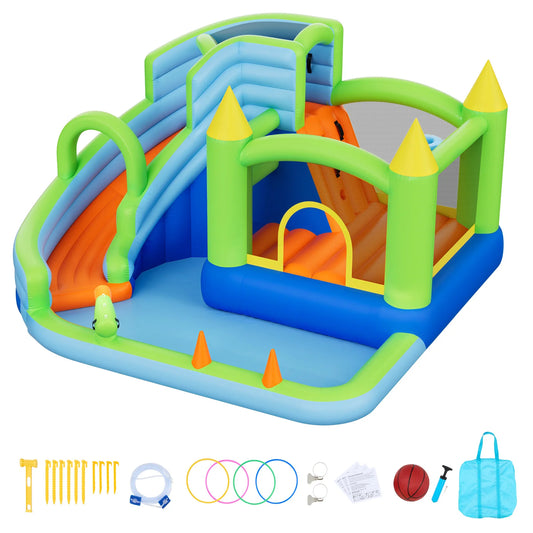 SucceBuy Inflatable Bounce House 11.3 x 12.3 x 7.0 ft Inflatable Bounce House Water Slide Bouncer Castle with Castle Bounces