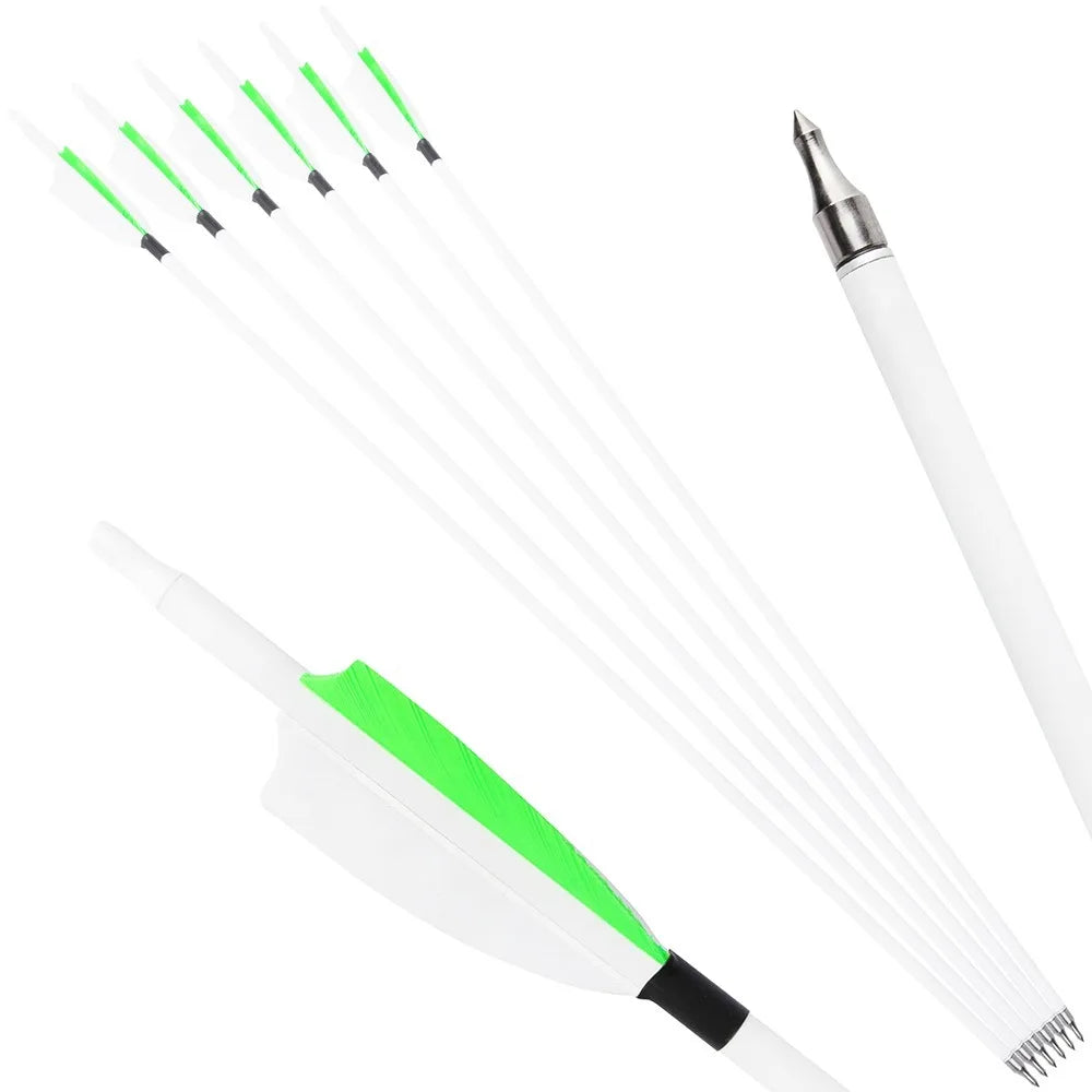 3inch Turkey Feather Mixed Carbon Arrow Spine 500 Archery Recurve Compound Bow Hunting Shooting Target Bow Accessories,12pcs
