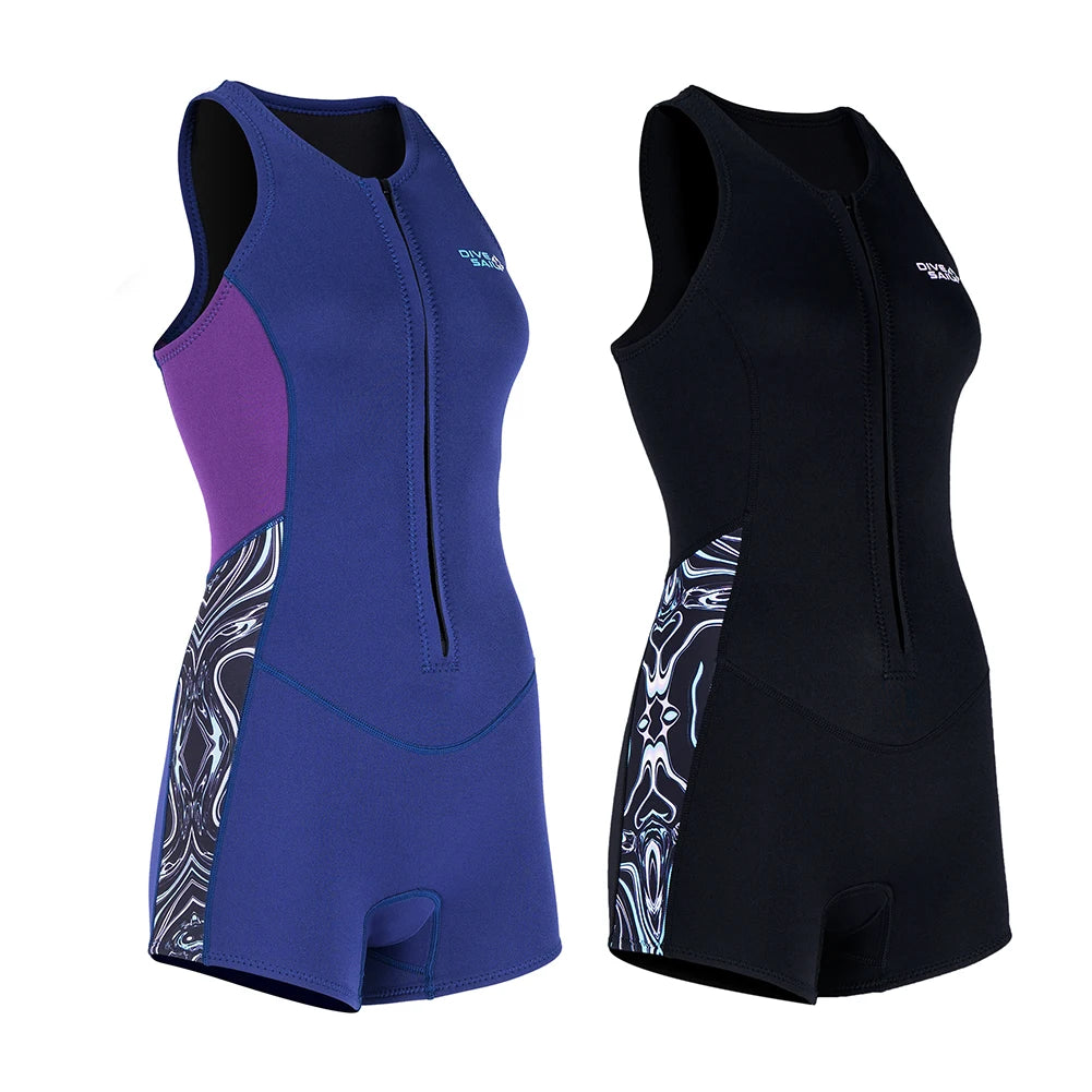 2MM Women Wetsuit Surfing Suit One Piece sleeveless Swimsuit With Front Zip Female Snorkeling Swimsuit Beach Wear For Swimming