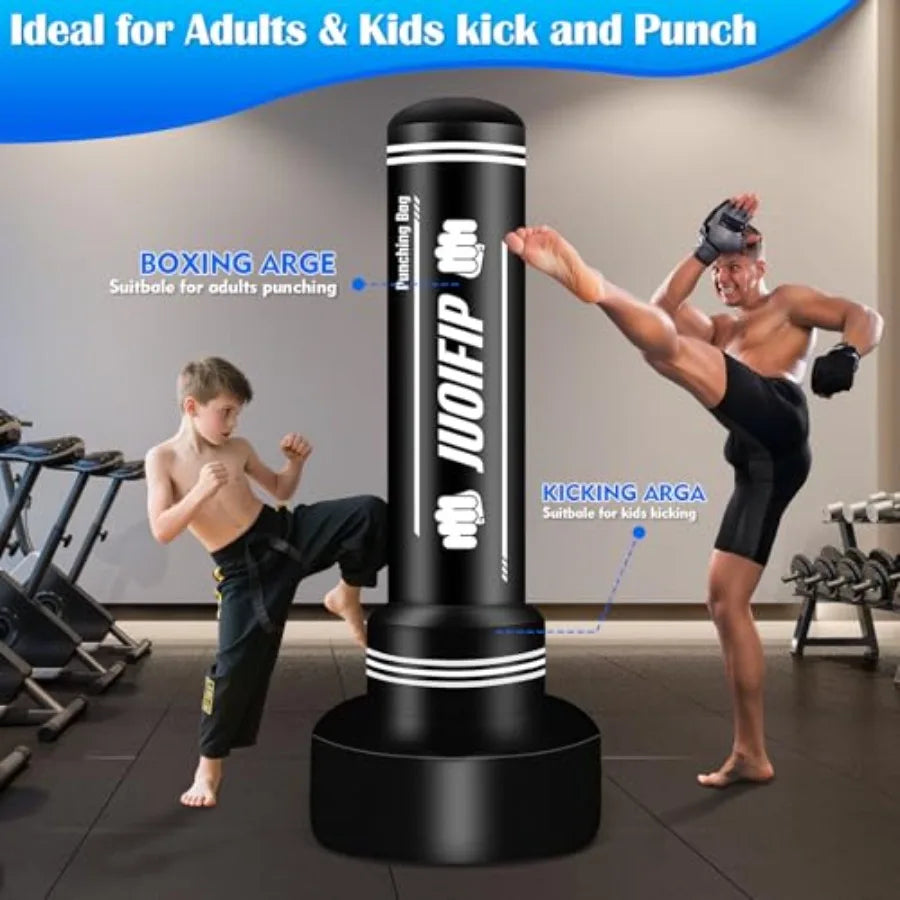 Freestanding Punching Bag with Stand, Men Standing Kickboxing Bag, Heavy Boxing for Adult Teens, Suitable for MMA Dummy Karate