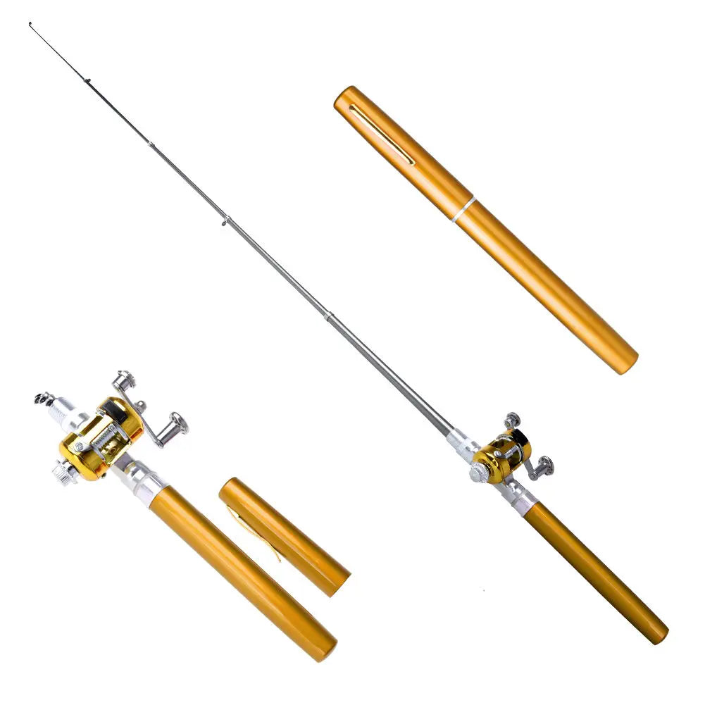 Fishing Rod Reel Combo Set Mini Telescopic Pocket Pen Fishing Rod Pole Fish Rod+Reel Pen Fishing Pole Kit Fishing Tool