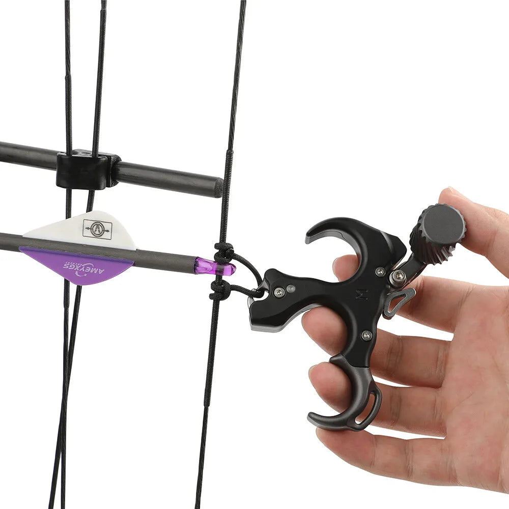 Bow Release Aid, 3/4 Finger Adjustable Grip, Smooth Thumb Trigger for Compound Bow, Target Practice & Outdoor Shooting Accessories