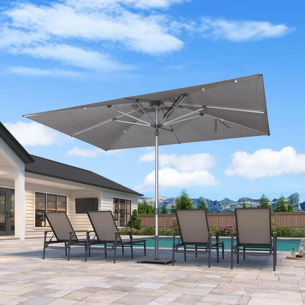 9 X 12 FT SemiAuto Outdoor Patio Umbrella Market Table Sun Umbrellas with 8 Aluminum Sturdy Ribs for Backyard Deck Garden Pool