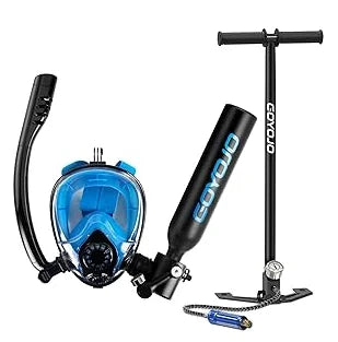 Diving Tank with Snorkel Mask 0.5L Mini Scuba Portable Lungs Oxygen Cylinder Full Face Diving Mask Underwater Breath System