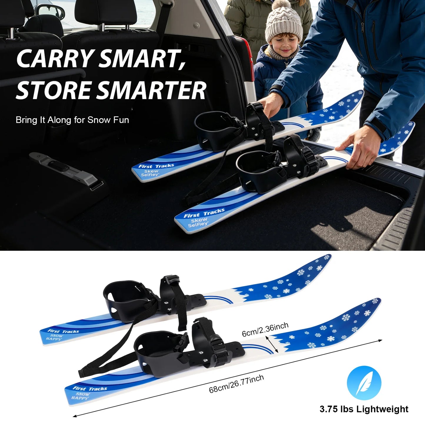 Kids Ski Set 2-8 Years Old Non-Slip Two-Way Bindings Beginner Ski Boards with Ski Poles for Outdoor Snow Grass Sand Skiing