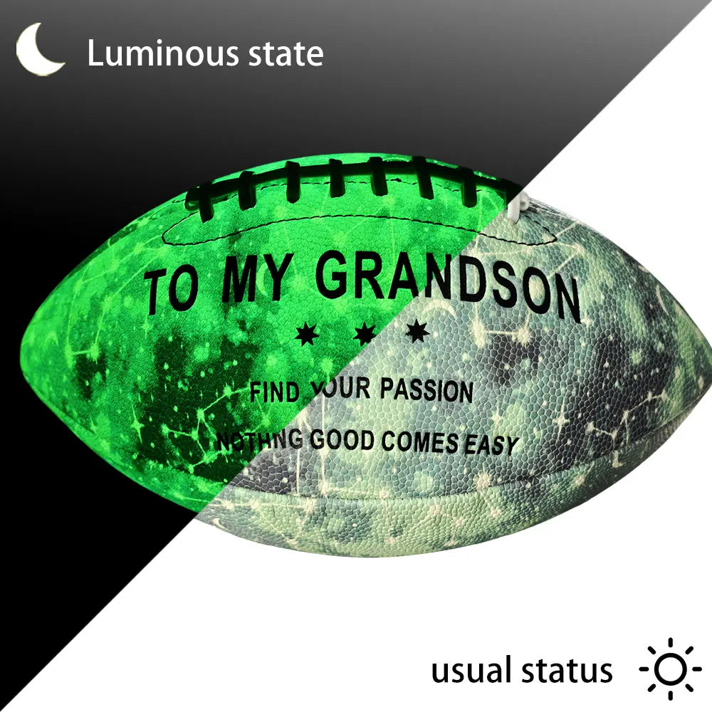 New Holographic Reflective Football Size 9-Glow in The Dark Premium American Football with Stunning Luminous Rugby Durable Grip
