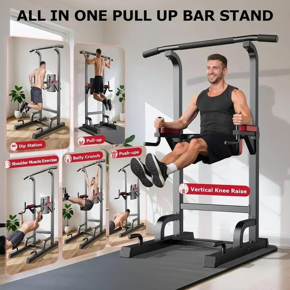 Adjustable Height Multi-Function Home Gym Pull Up Bar with Elastic Ropes, 450 lbs Capacity