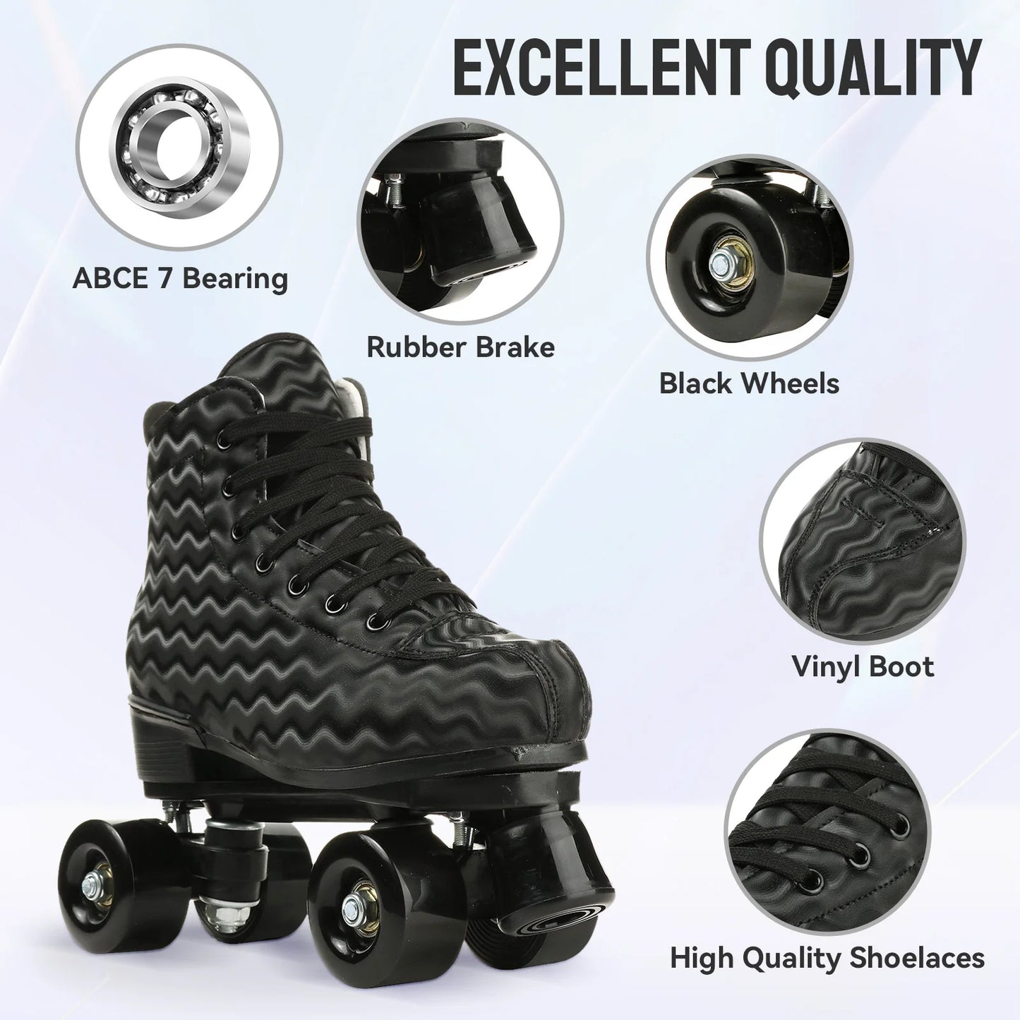 Adult Double Row Roller Skates 4PCS Light Up Quad Roller Skate Wheels Beginner Outdoor Skating Training Sneakers 37-45