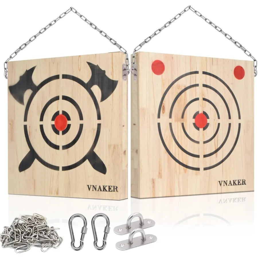 Axe Throwing Wooden Target and Knife Throwing Wooden Target with Steel Chain for Indoor Outdoor Use Durable Reusable Practice T