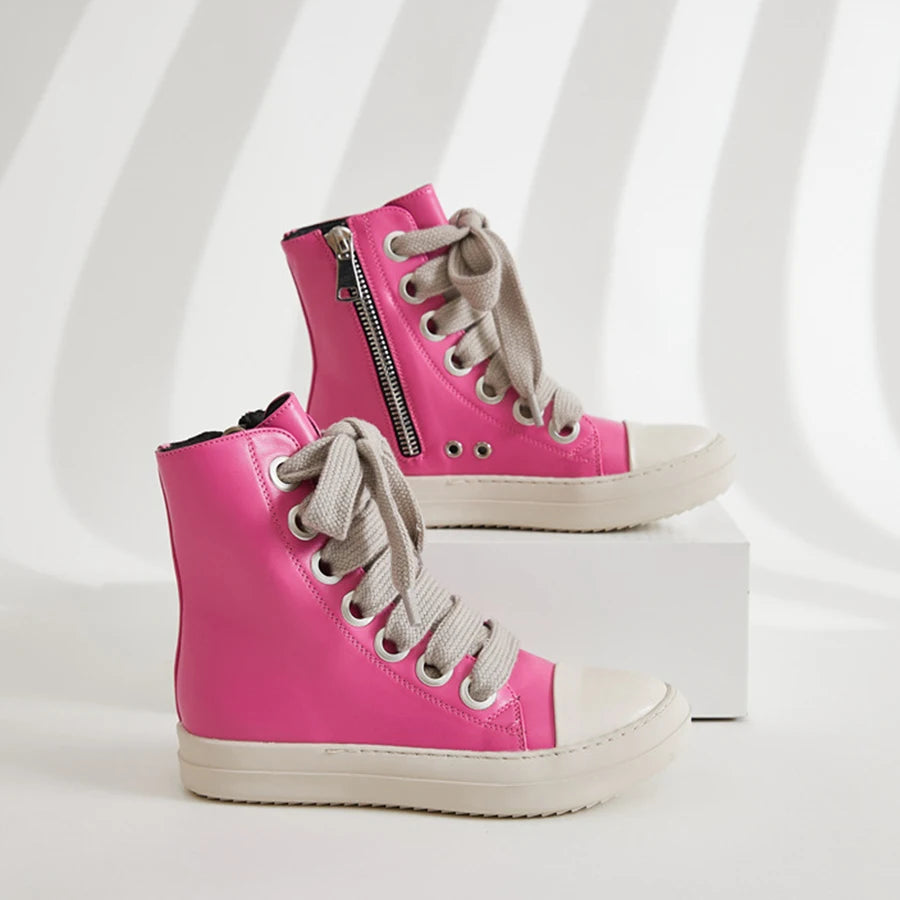 Men's Coarse Shoelaces, High Cut Thick Sole, Comfortable Board Shoes, Versatile, College Style, Casual Sports Shoes