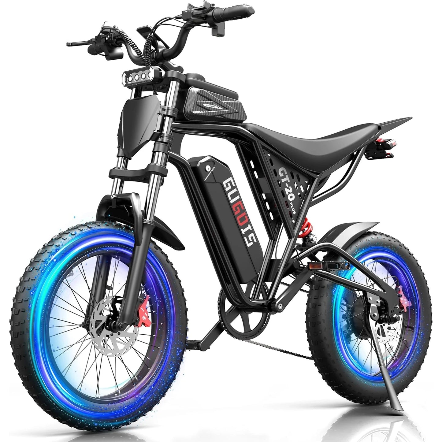 GT20Plus Electric Dirt Bike for Adults & Teens with Bag, 1500W Peak Motor, 48V 20AH Battery UL2849 & GCC Certified, 34MPH, 60 Miles (PAS Mode), 7 Speed Gear, Full Suspension, 20x4.0" Fat Tire All Terrain Electric Motorcycle f