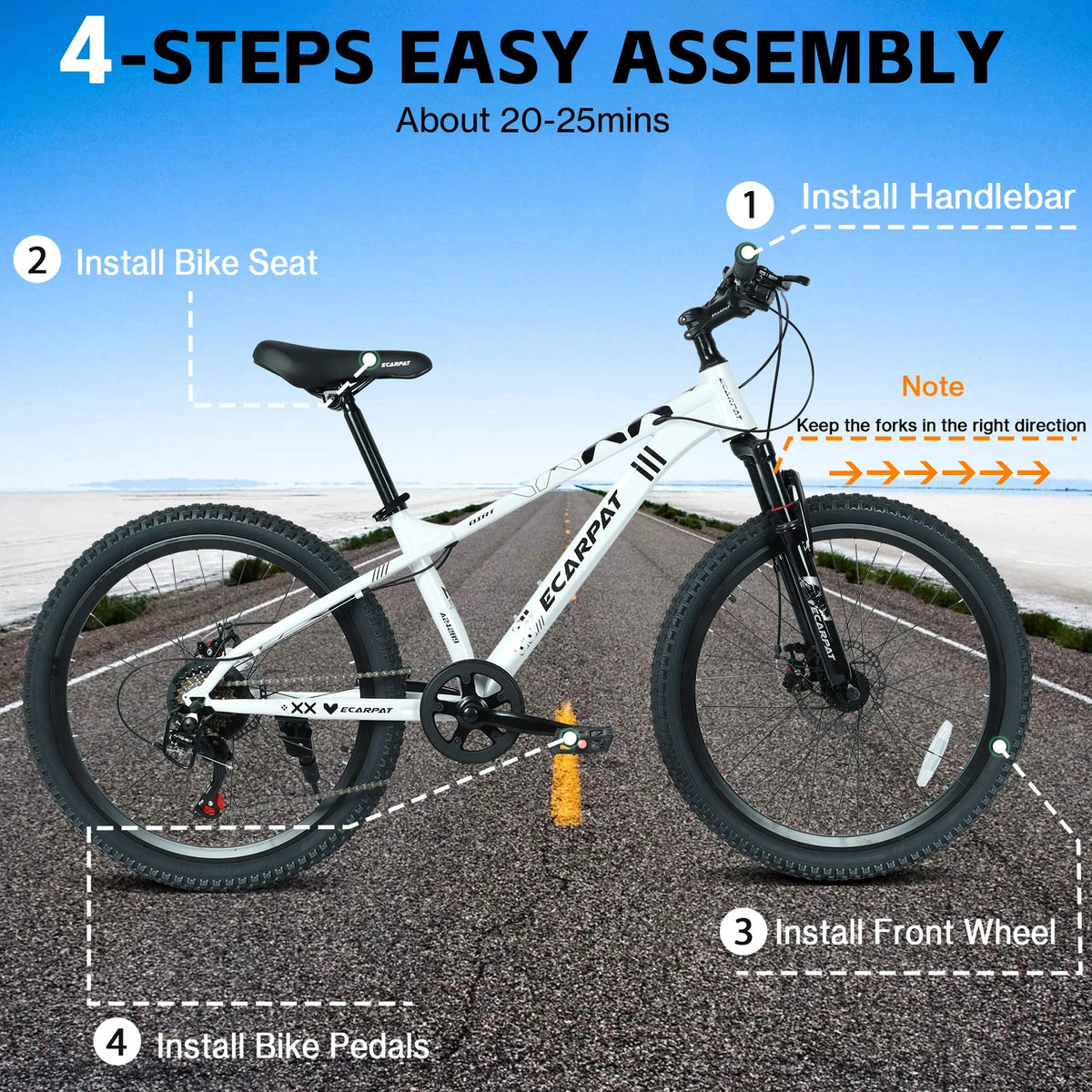 24/26 Inch Mountain Bike, 9-Speed Mountain Bicycle with Front Suspension and Dual Disc Brakes, Carbon Steel Frame MTB Bike for Teenagers Adult Men Women