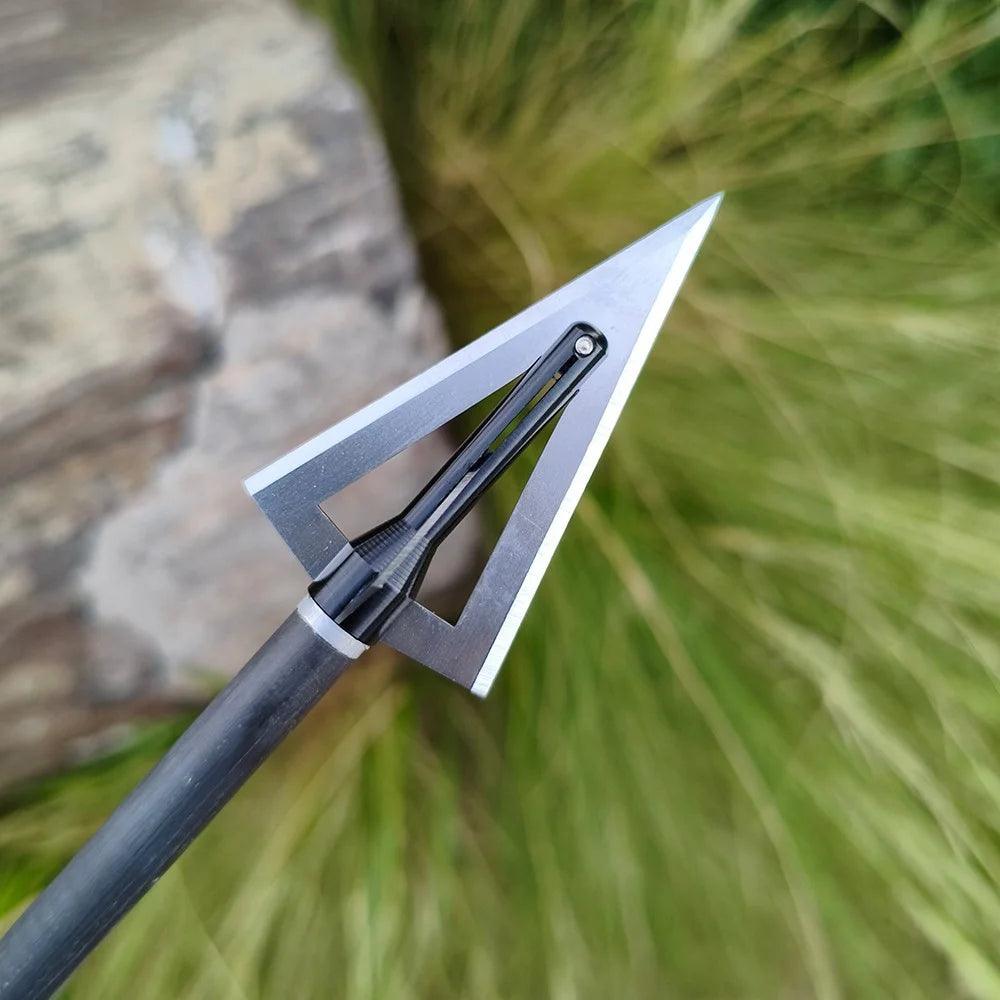 Archery Broadheads 12pcs 120grain Screw-in Aluminum Steel Arrowheads Durable Sharp Blade Tips for DIY Arrow Shaft Compound Recurve Bow Hunting Shooting Target Practice Outdoor Sports Accessories