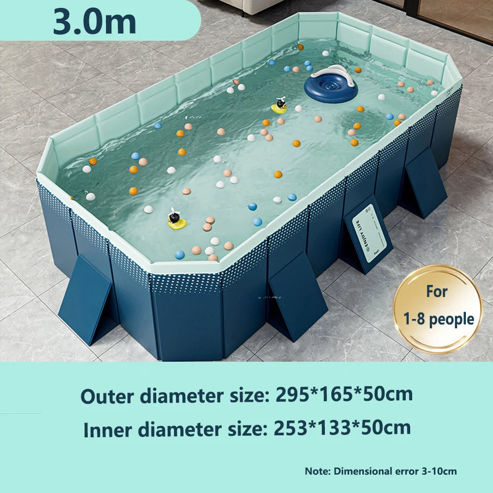 3m(286x167x50cm) Non-Inflatable Swimming Pool PVC Foldable Summer Water Sports Party Pools Bathtub For Family Home Outdoor Garden Backyard