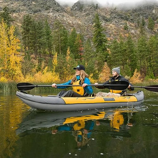 Island Voyage 2 Inflatable Kayak - Recreational Convertible Kayak for 1 or 2 Persons - 11 ft - Yellow