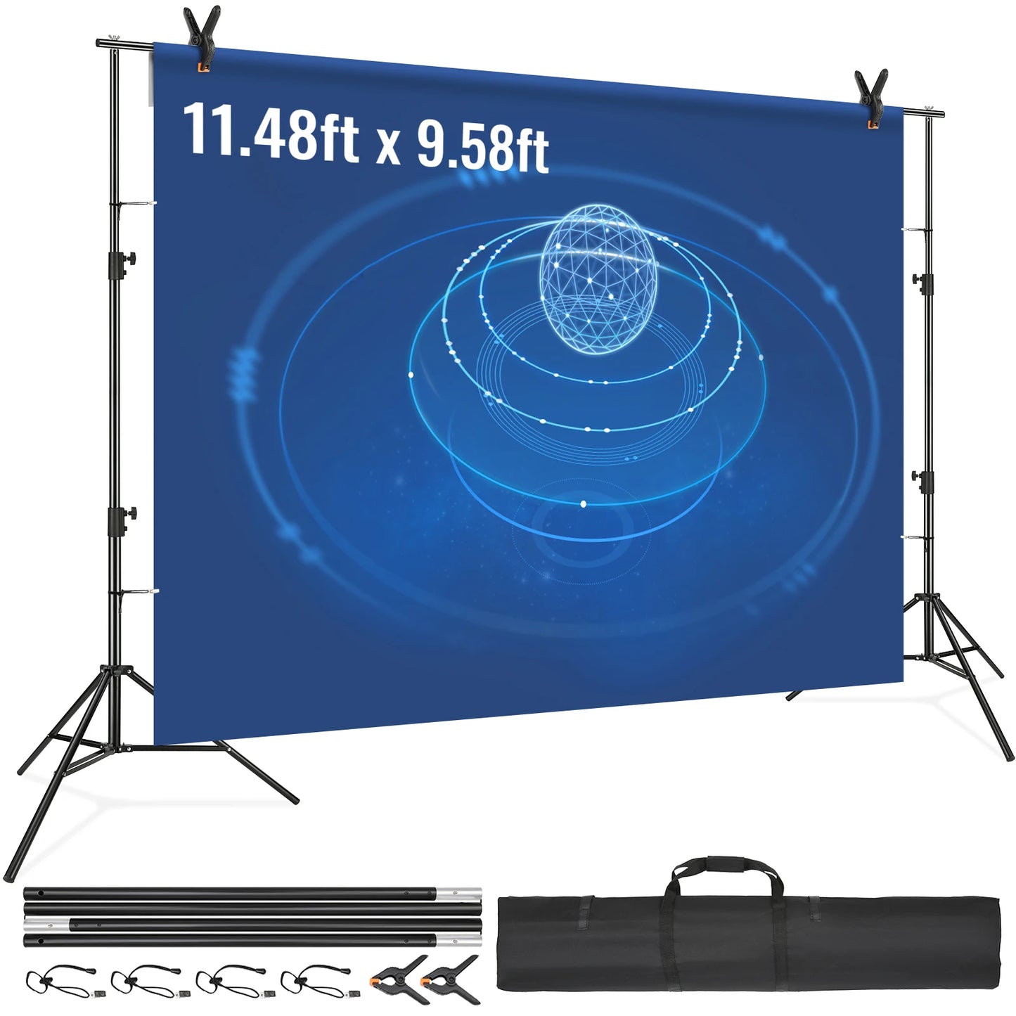 SucceBuy 12 x 10ft/10ft x 10ft  Heavy Duty Backdrop Stand Height Adjustable Photography Backdrop Stand for Party Wedding Display