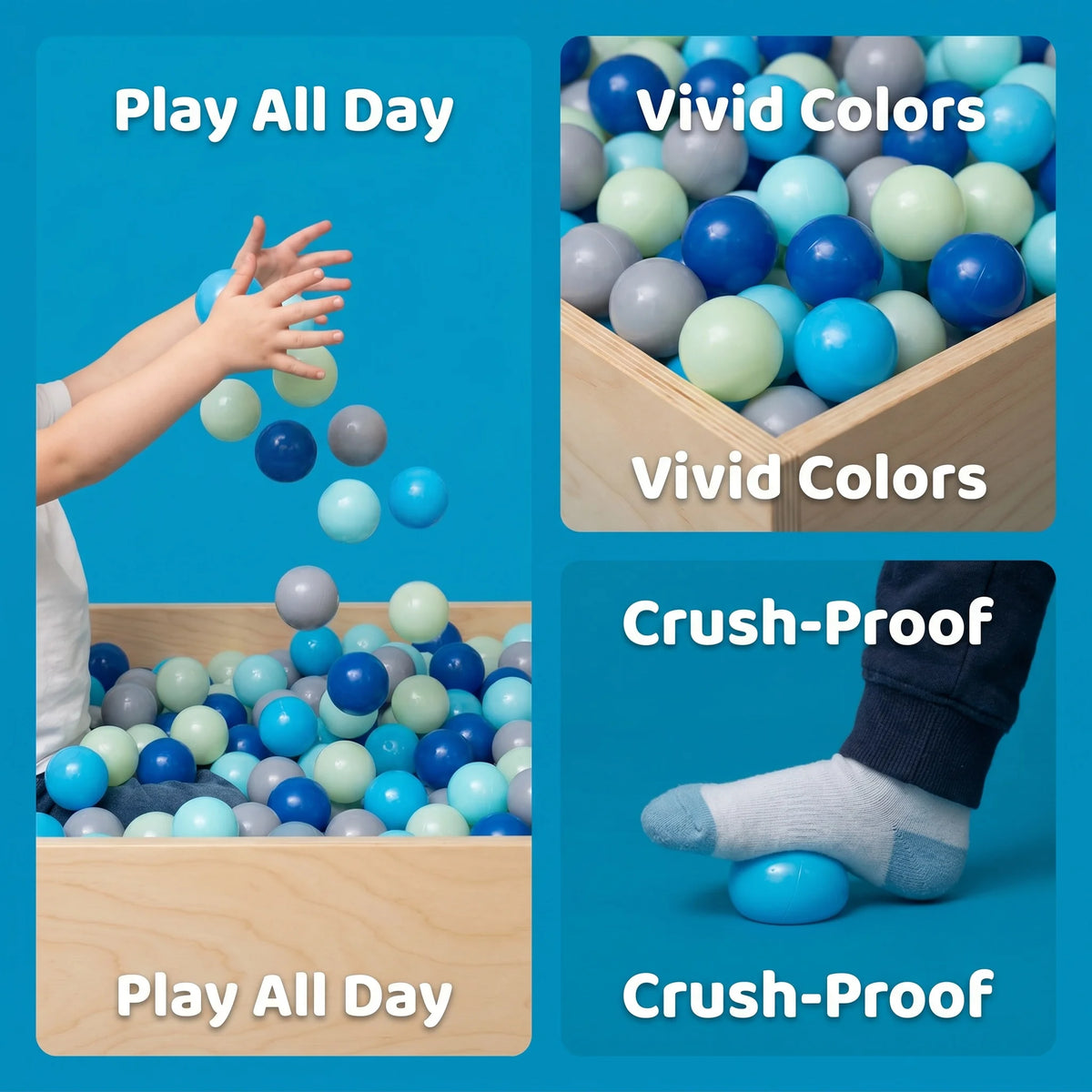 Dark Blue PE Ball Pit Balls 500/1000/2000 PCS 2.2 Inch Safe Anti‑Choking Play Balls for Kids Bounce House Inflatable Water Pool Play Tent Ball Pit