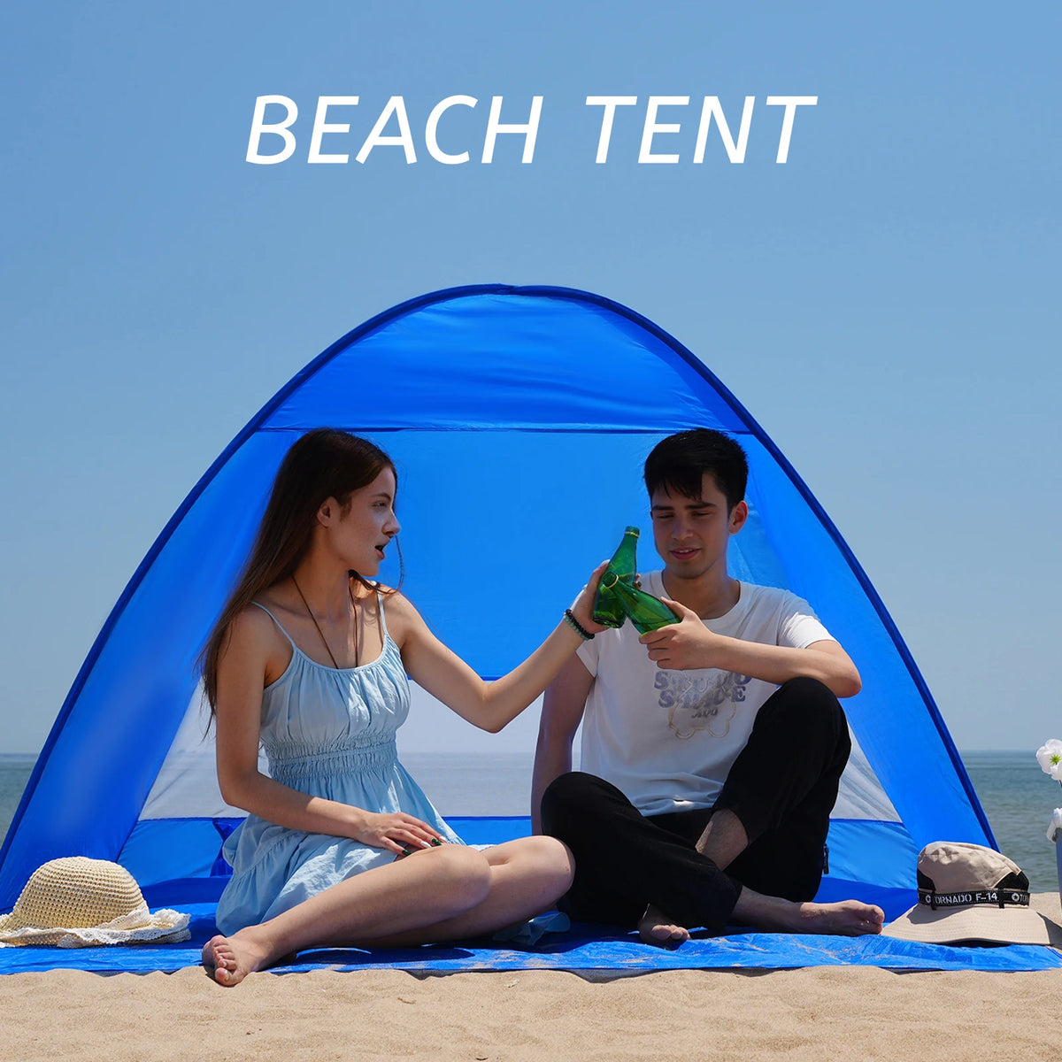Beach Camping Tent Auto Open - UPF 50+ Sun Protection, Ultra-Light Portable Sun Shelter & Changing Room for Seaside