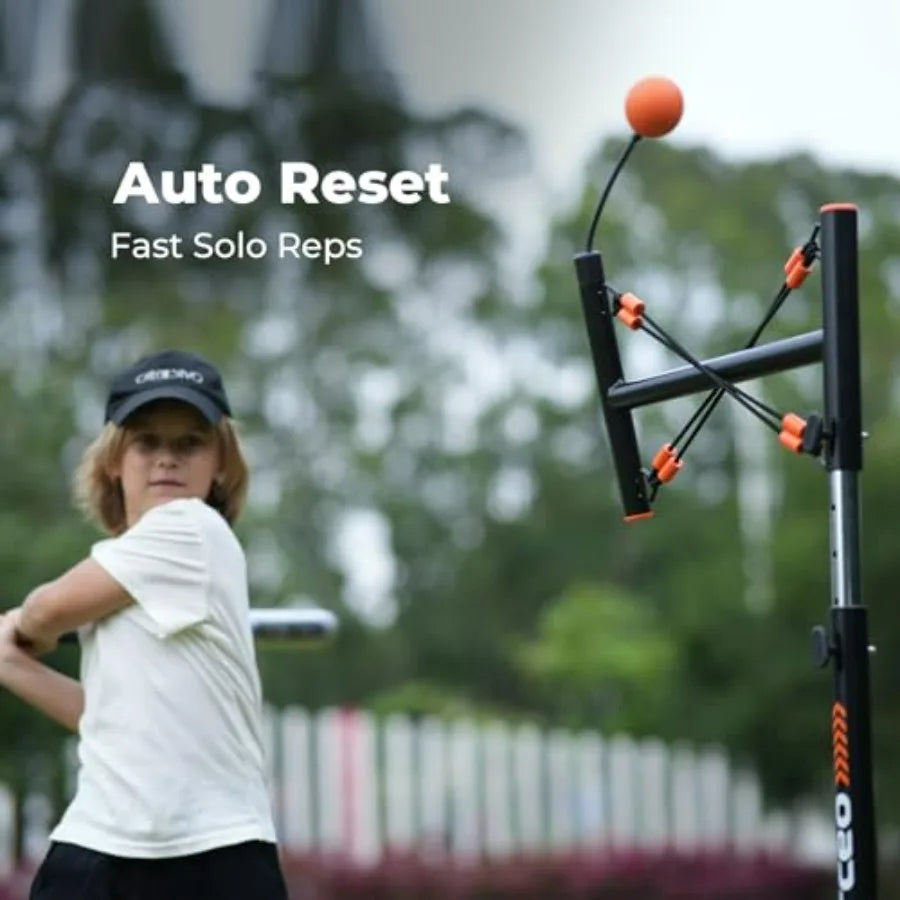 Youth Baseball Swing Trainer Adjustable Hght Batting Trainer with Auto Reset High-Density Feedback Ball Easy Setup Baseball Tra
